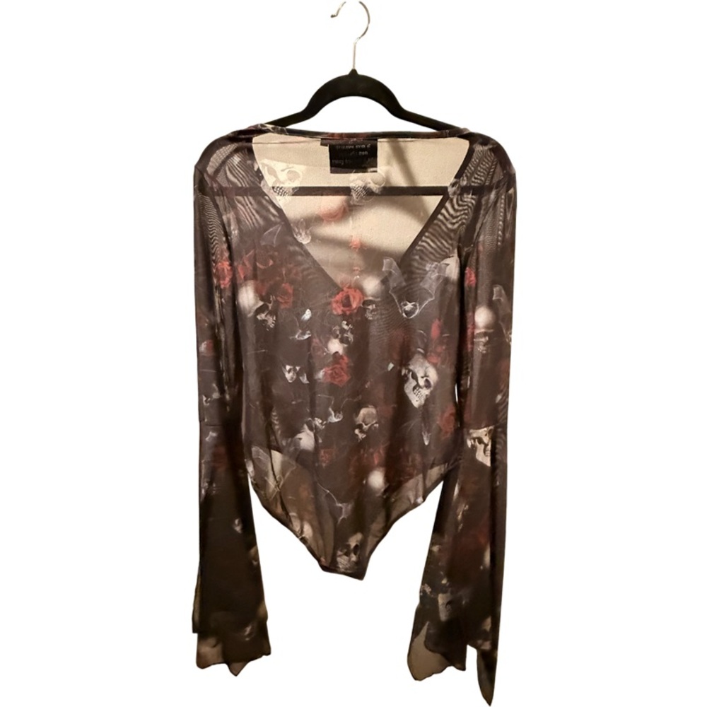KILLSTAR Skull Print Long Sleeve Bodysuit